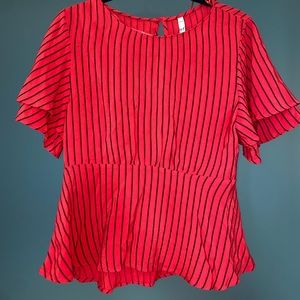 Zara Red Striped Top - Size S (Worn Once)